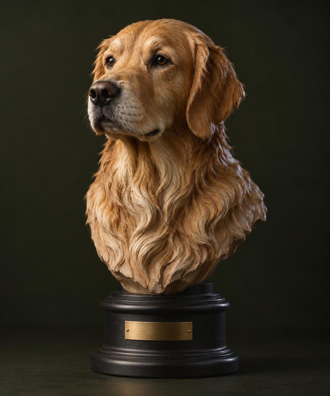 Hand-painted Golden Retriever bust
